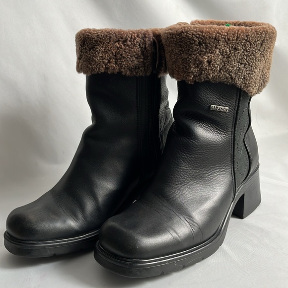 Anfibio size 7 heel leather boots - Italian made biker full grain pebble Sherpa - Picture 2 of 13